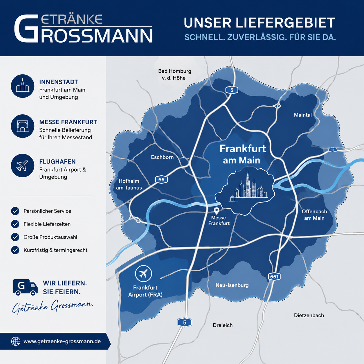 Liefergebiet Getränke Grossmann Frankfurt